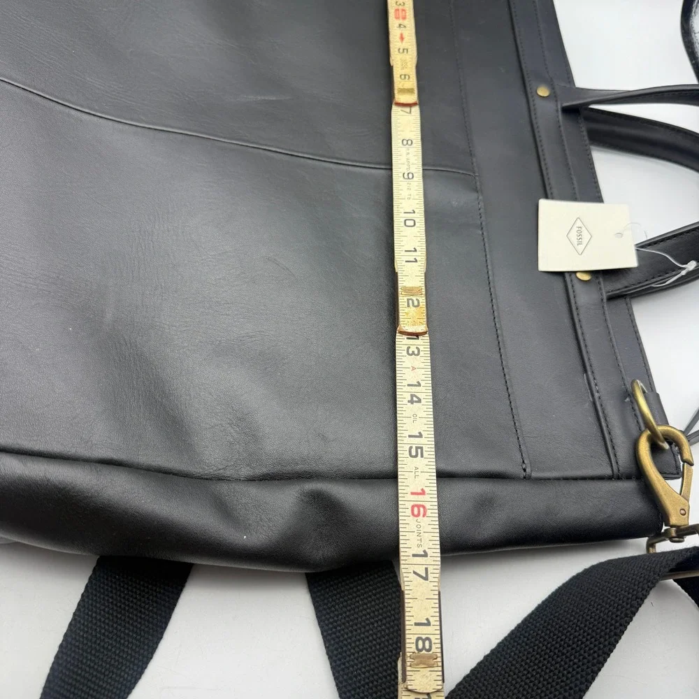 Fossil Haskell Workbag Black Leather Laptop Crossbody Tote Career Business - Picture 10 of 15